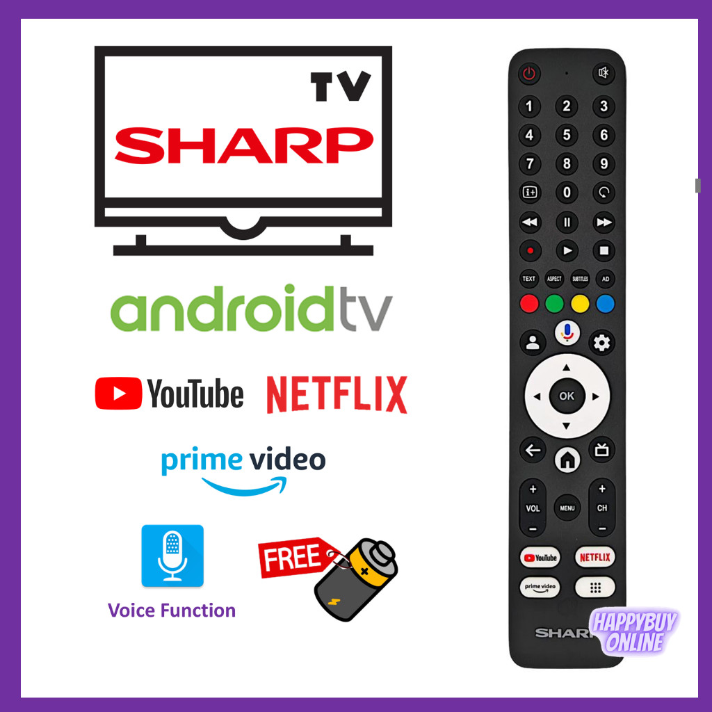 Sharp 4K UHD Google Smart Android TV รีโมทคอนโทรล 4T-C55FJ1X รีโมทสมาร์ททีวี Sharp FJ1X