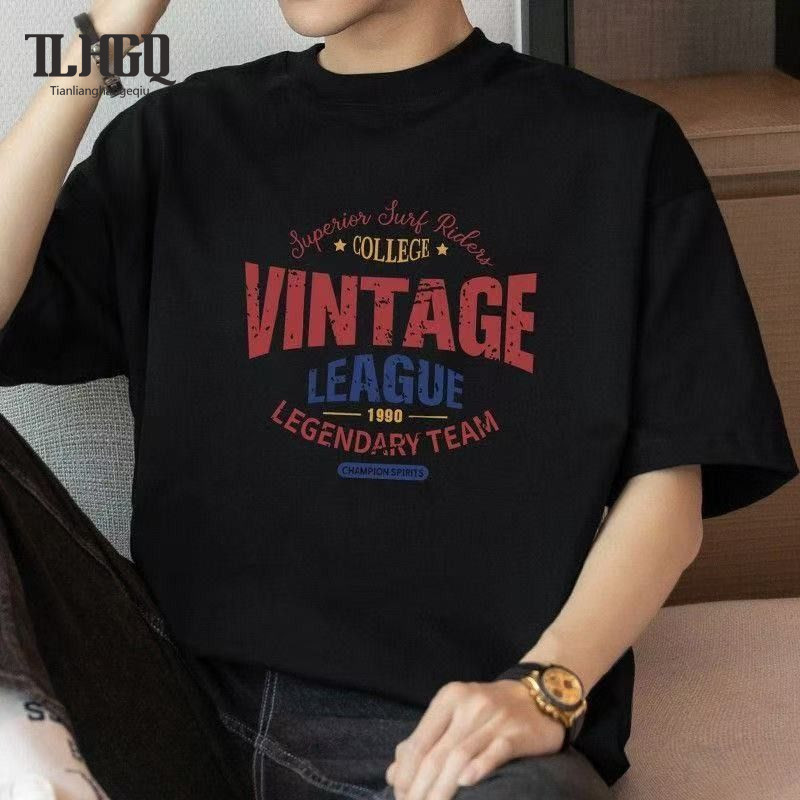 TLHGQ เสื้อยืดแขนสั้นสไตล์ลำลองสำหรับผู้ชาย