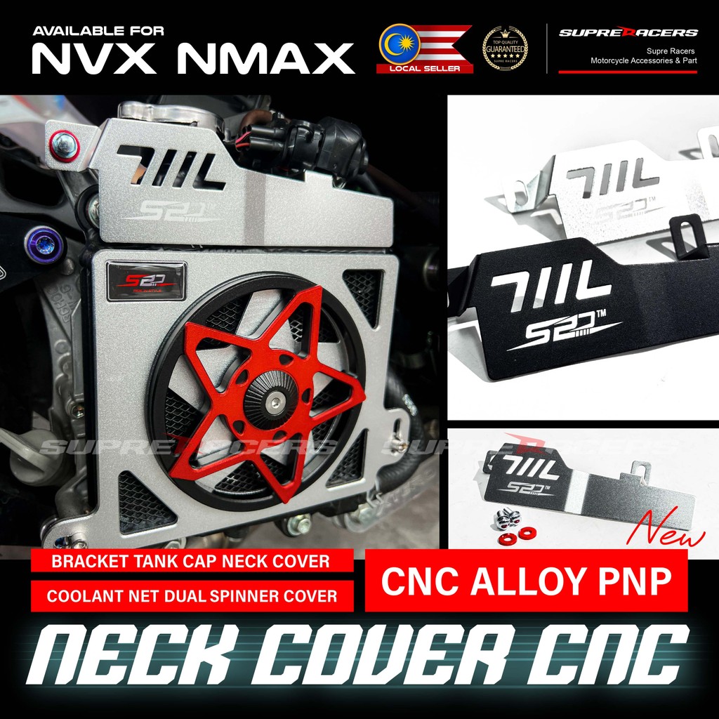 หม้อน้ําคอ SPD NVX NMAX 155 Aerox V1 V2 Coolant สุทธิวงเล็บถังฝาครอบคอ Chrome CNC สแตนเลส PNP