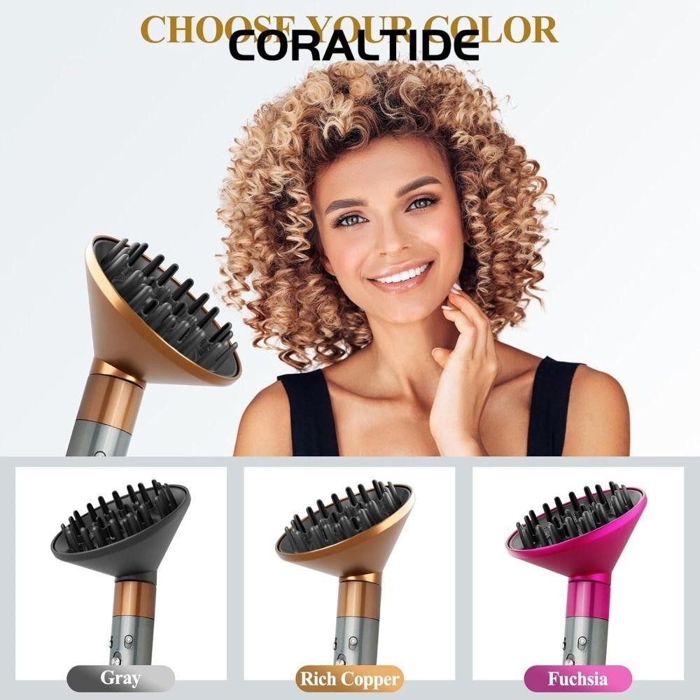 CORALTIDE หัว Diffuser ใหญ่สำหรับ Dyson Airwrap เป่าเร็ว แห้งไว ลดผมฟู กำหนดลอน 16 ซม. (สีเทา/ชมพู/โรสโกลด์)