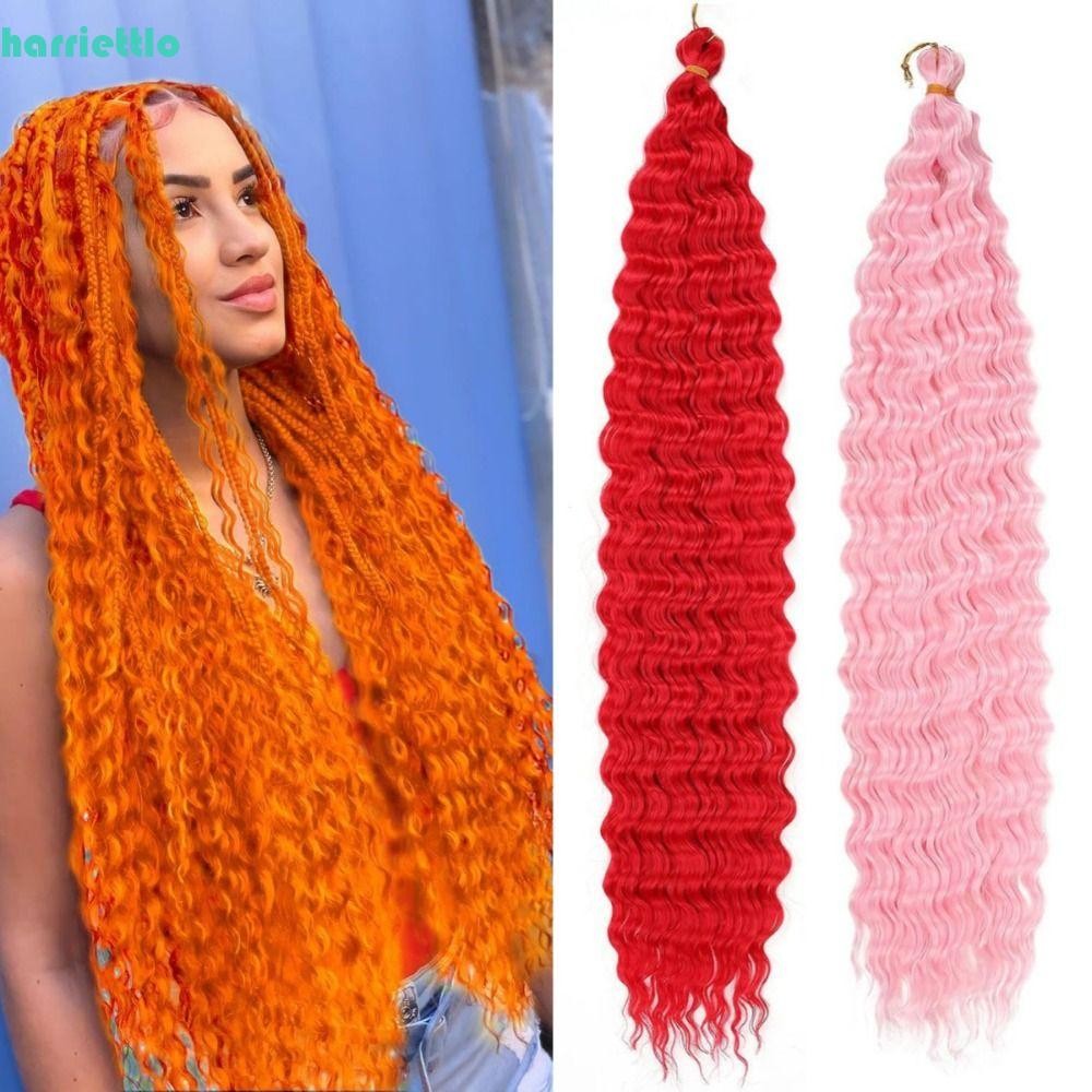 HARRIETTLO ผมโครเชต์ลึก, Ombre Afro Curls ผมโครเชต์สังเคราะห์, น้ําปุยคลื่นยาวหยิกโครเชต์ Braiding Hair Extensions อเมริกัน
