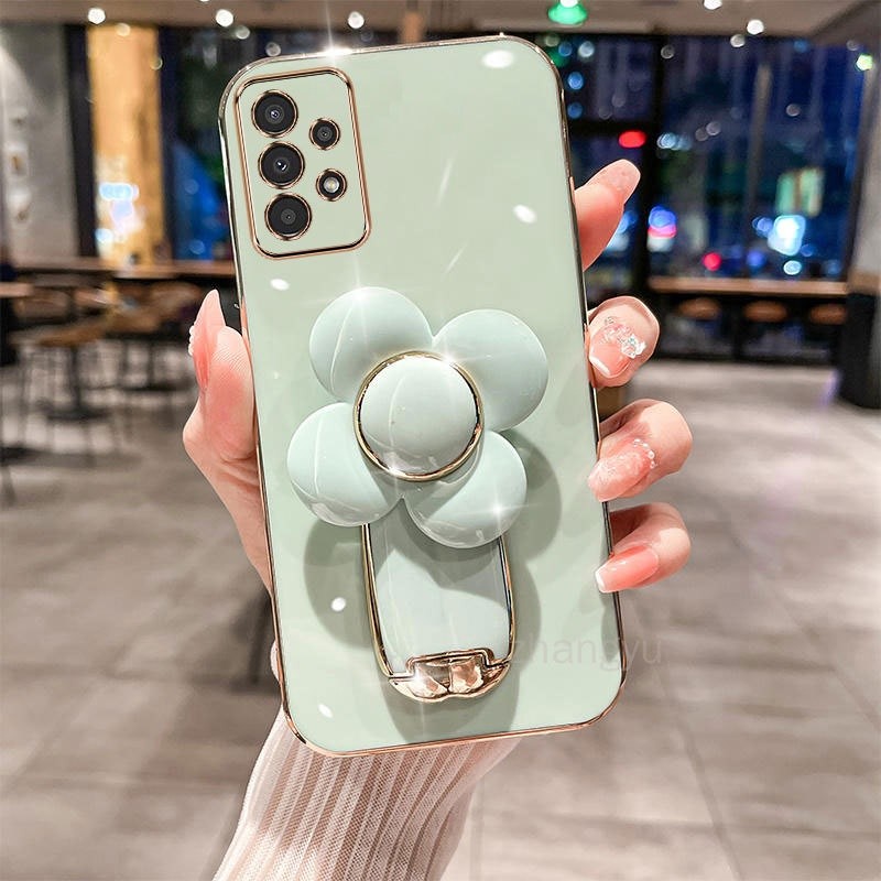 SAMSUNG ปลอกSamsung A32 4G A32 5G A52 A72 A52S 5G TPU 3D Windmill BracketBracketเคสโทรศัพท์บางเฉียบElectroplated Smooth Soft Case Shock proofฝาครอบกันชนเคสโทรศัพท์