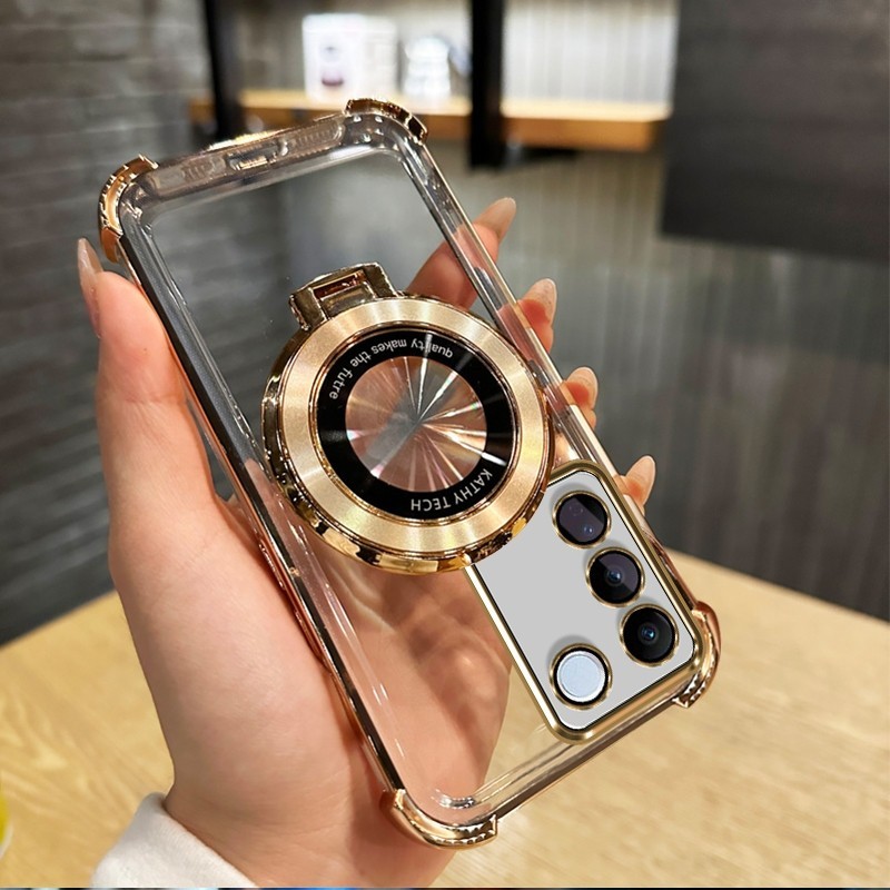 สําหรับ VIVO V27 5G VIVO V27E VIVO V27 PRO VIVO Y100 2023 5G สี่มุมถุงลมนิรภัยวงเล็บแม่เหล็กเคสโทรศัพท์