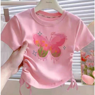 【จัดส่งจากประเทศไทย】เสื้อยืดแขนสั้นเด็กผู้หญิงสไตล์เกาหลีรุ่นใหม่ ชุดเด็กผู้หญิง เด็กผู้หญิง