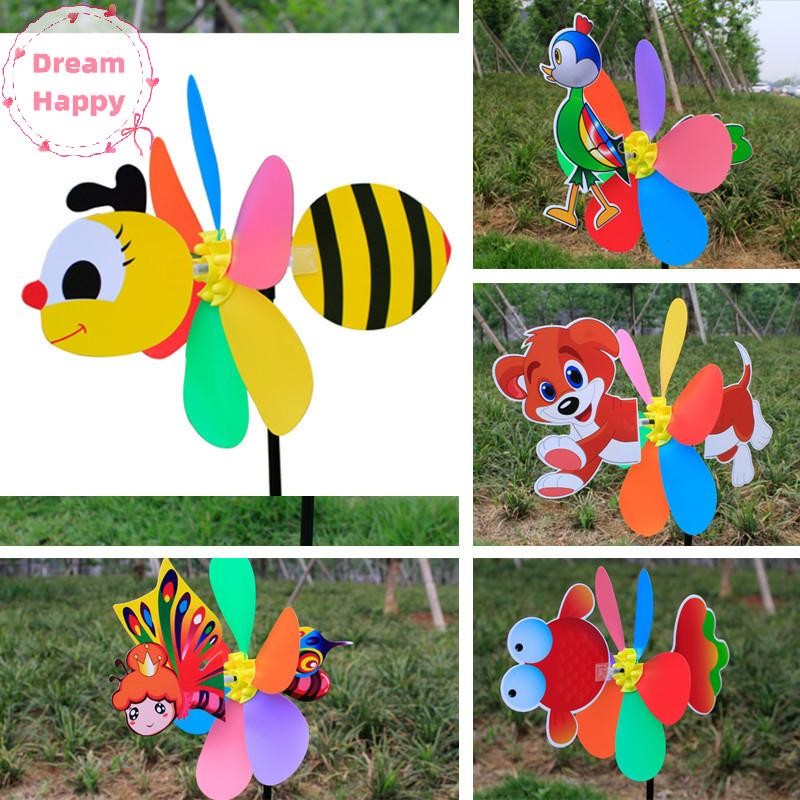 DreamHappy 1 ชุด 3D สีสันพลาสติก Windmill สัตว์การ์ตูน Windmill ของเล่นเด็กอนุบาลรางวัล DIY ตกแต่ง TH