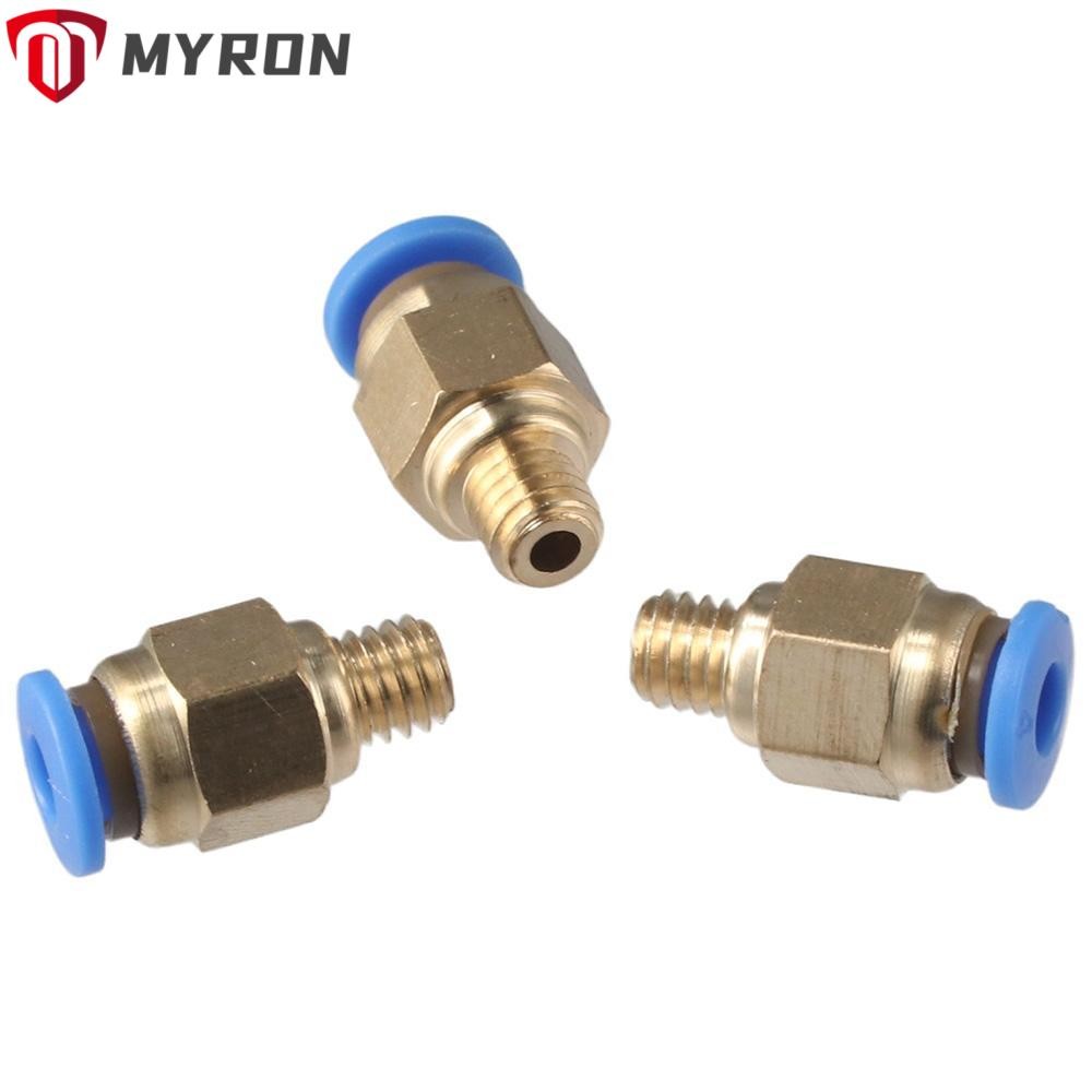 MYRON 10 ชิ้น PC4-M6 ตัวเชื่อมต่อนิวเมติก,ทองแดง Push To เชื่อมต่อ PC4-M6 นิวเมติก, ชิ้นส่วนเครื่องพิมพ์ PTFE ฟิตติ้งตรงนิวเมติกหลอด CR-10/10S