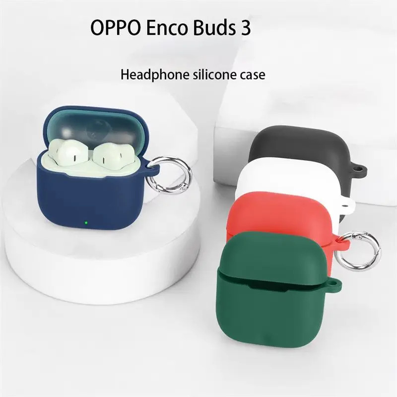 สําหรับ OPPO Enco Buds 3 เคสซิลิโคนสีทึบกันกระแทกหูฟังอุปกรณ์เสริมสําหรับ OPPO Enco Buds 3 ฝาครอบ