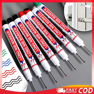 6Pcs/Set 20m Deep Hole Long Nib Head Markers For Metal Perforating Pen Waterproof Bathroom Woodworking Decoration Multi-Purpose