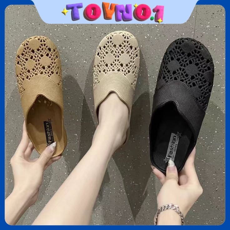 ToyNo.1 🧸 พร้อมส่ง🧸 "TO-UO" รองเท้าแตะแบบสวม ดีเทลถักเส้นลายเปีย มี3สี