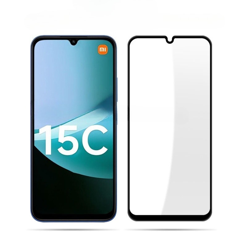 สําหรับ Xiaomi Redmi 15C สีดําขอบกระจกนิรภัยป้องกันหน้าจอสําหรับ XIAOMI Redmi15C REDMI15C 9D ป้องกัน