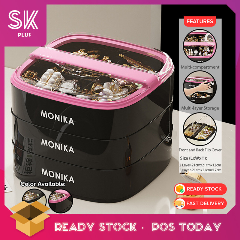 SKplus กล่องเก็บเครื่องสําอางโต๊ะเครื่องแป้ง Multilayer Multi ช่องอุปกรณ์เสริมเครื่องประดับ Kotak Pe