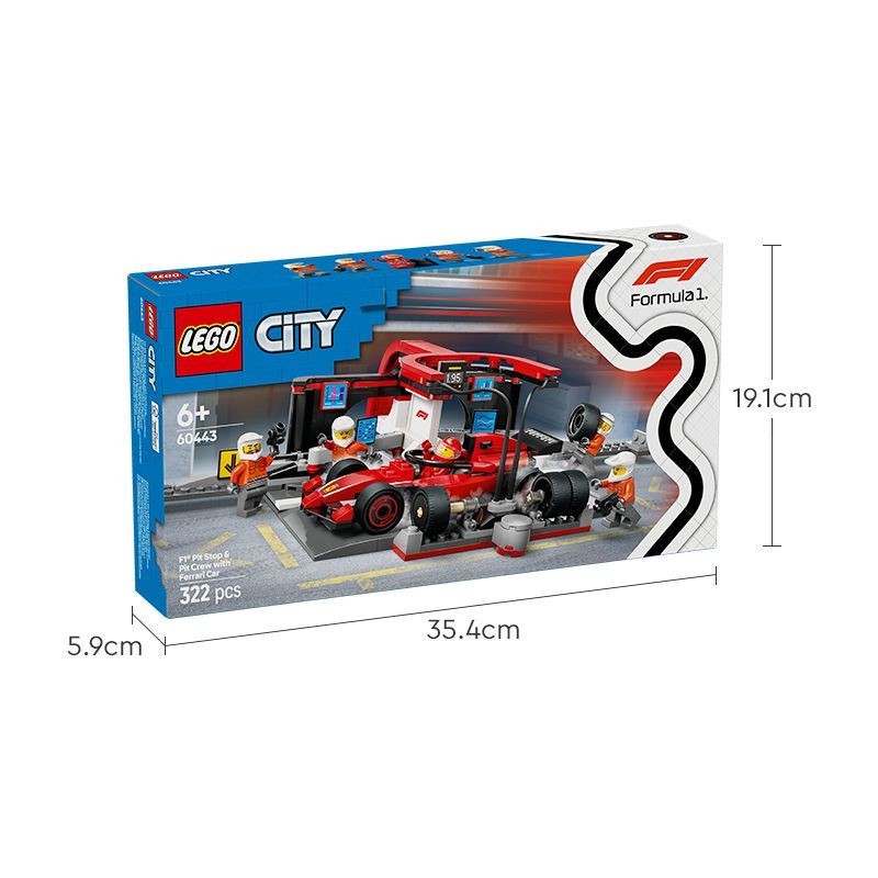 LEGO Fantasy 4 [ของแท้อย่างเป็นทางการ] LEGO LEGO 60443 Ferrari F1®สถานีซ่อมแข่งรถ บล็อกตัวต่อ ของเล่