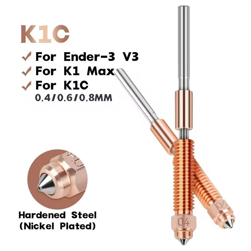 K1C All-in-one Copper Titanium Nozzle High Flow Upgraded 0.2 0.4 0.6 0.8mm Quick-Swap For Creality K