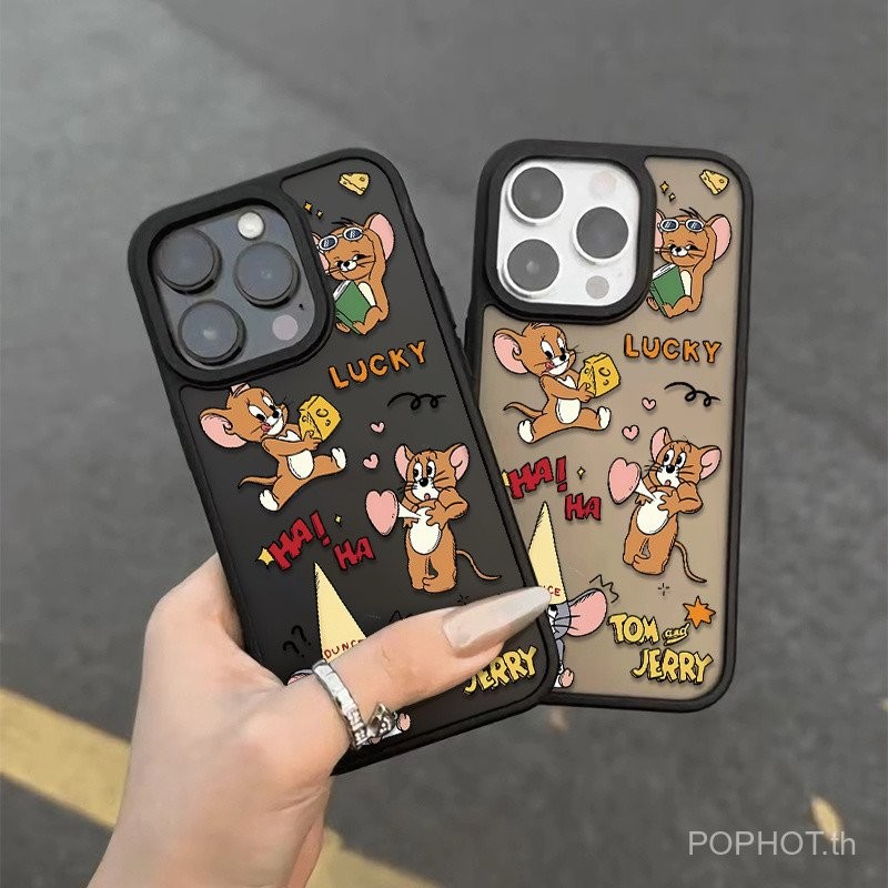 เคสโทรศัพท์เหมาะสําหรับiPhone Heartbeat Jerryเมาส์ผิวรู้สึกเคสโทรศัพท์เหมาะสําหรับiPhone16/15/14/13p