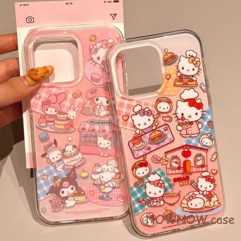 สําหรับIPhone 16 15 14 Plus 13 12 11 Pro Max X XR XS Max 7 8 Plusน่ารักสีชมพูคู่ชั้นแมวMelodyเคสโทรศัพท์ปกอ่อน