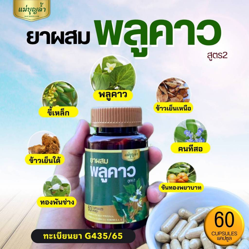 แม่บุญล้ำพลัส (สูตรใหม่)เซ็ทคู่เครื่องดื่มสมุนไพรพลูคาว+พลูคาวเม็ด