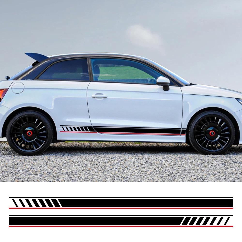 สติกเกอร์รถ Auto Side Stripe DIY Decal อุปกรณ์ปรับแต่งรถยนต์สําหรับ Audi A1 8X GB GBA Sportback Quat