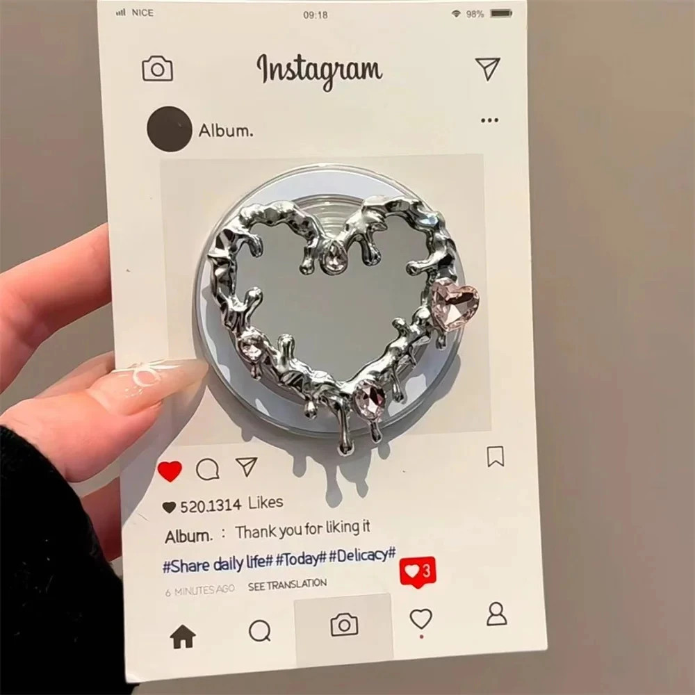 Love Heart Mirror Grip รูปแบบขาตั้งโทรศัพท์เหมาะสําหรับIphone 17 17promax 16 pro max 12 13 14 15 ผู้ถือโทรศัพท์มาใหม่โทรศัพท์ Grips