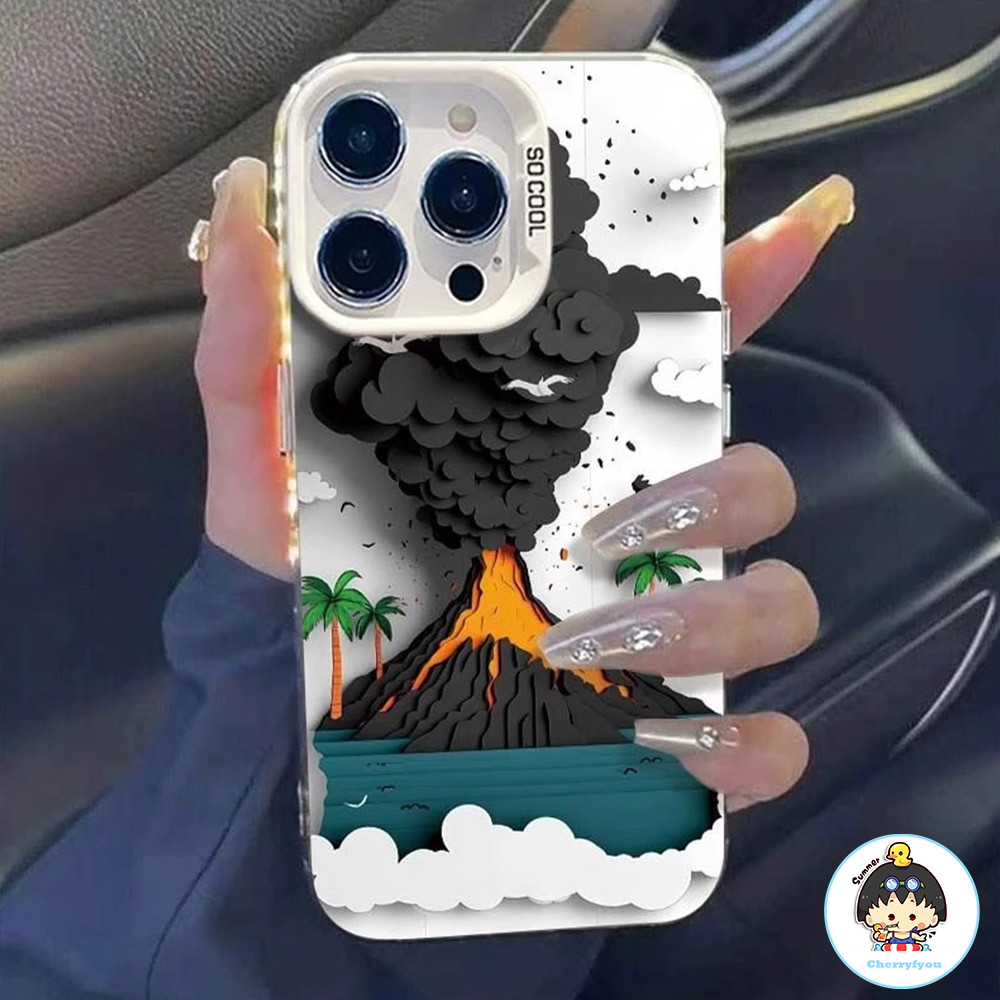 Creative VolcanoรูปแบบMatte Textureเคสโทรศัพท์สําหรับIPhone 16 15 14 13 12 11 Pro Max X XR 8 7 Plusส