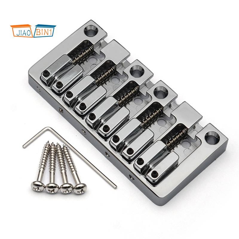 5-String Electric Bass Bridge Flipping Saddle String Spacing 16.5 มม.ด้านล่างผ่านเบสสะพานคงที่เงิน