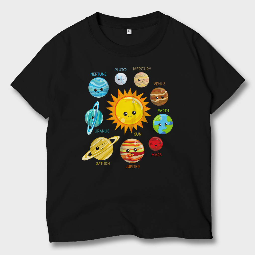 เสื้อยืดเด็กพิมพ์ลาย Planet Solar System Unisex Boys Girls Tops SOS-01