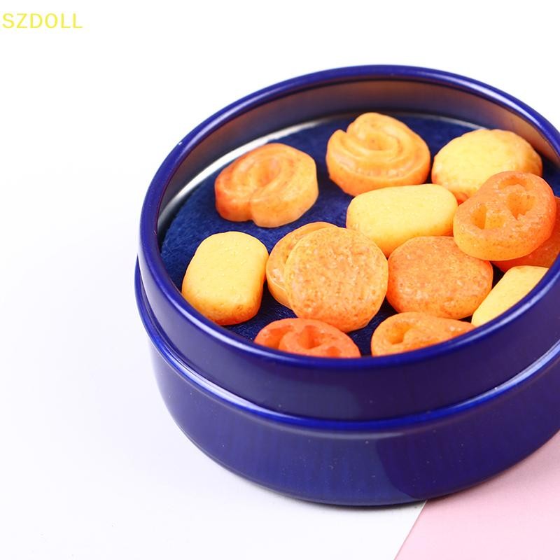 [cxSZDOLL] 1 ชิ้น 1/12 Dollhouse Miniature ภาษาเดนมาร์กคุกกี้สีฟ้ากล่องดีบุกชุดครัว Diy อุปกรณ์เสริม DOM - รูปที่ 5