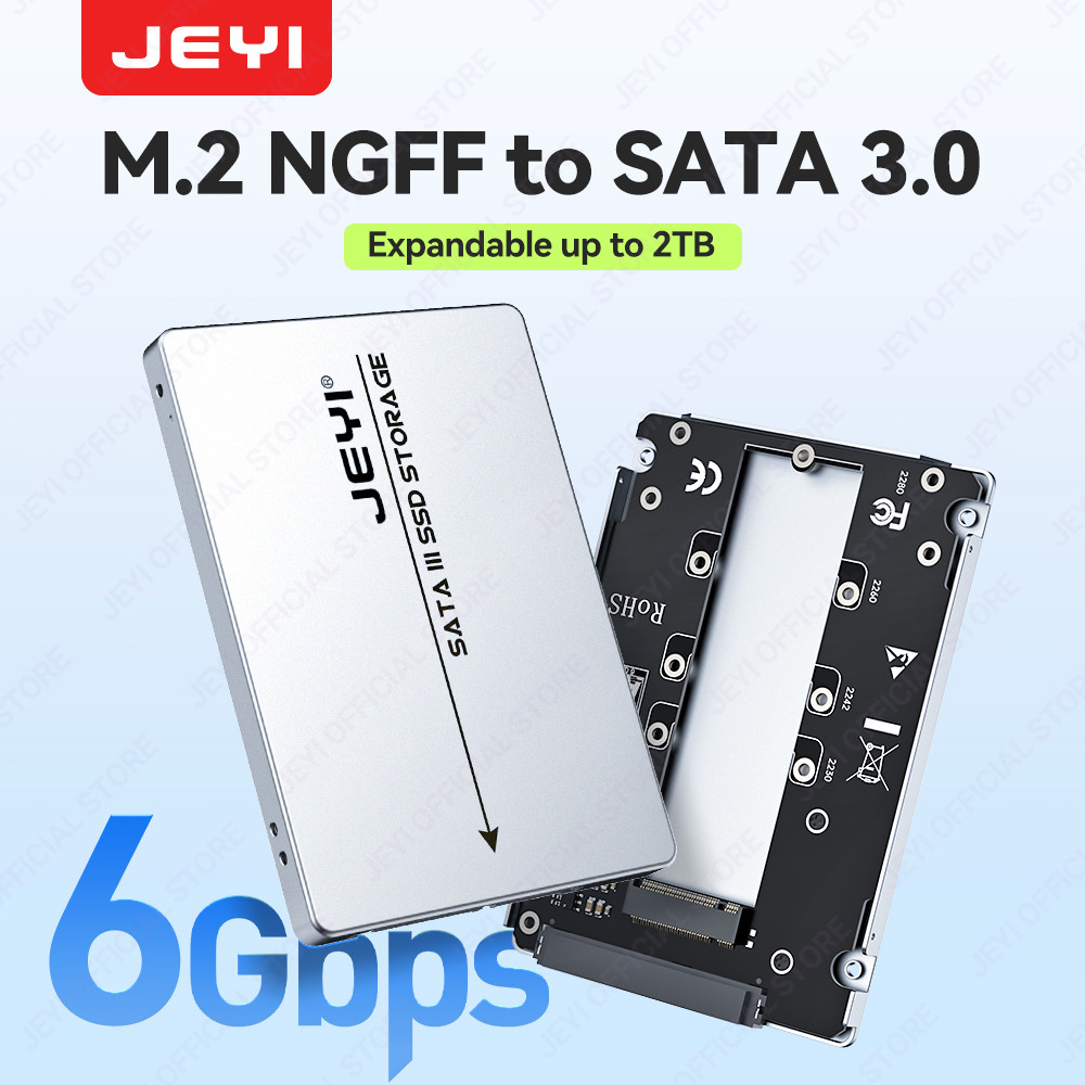 JEYI M.2 NGFF ถึง SATA 3.0 กล่องใส่ฮาร์ดไดรฟ์ 6Gbps ความเร็วสูงรองรับแบบพกพาสูงสุด 2TB รองรับ 2230/42/60/80 SSD