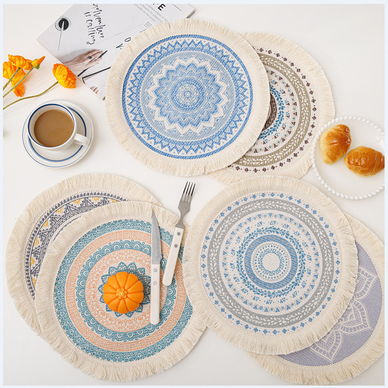 Mandala Coaster Nordic ผ้าพู่ฉนวนกันความร้อน Anti-scalding ในครัวเรือนหม้อ MAT Placemat Bohemian ตกแ