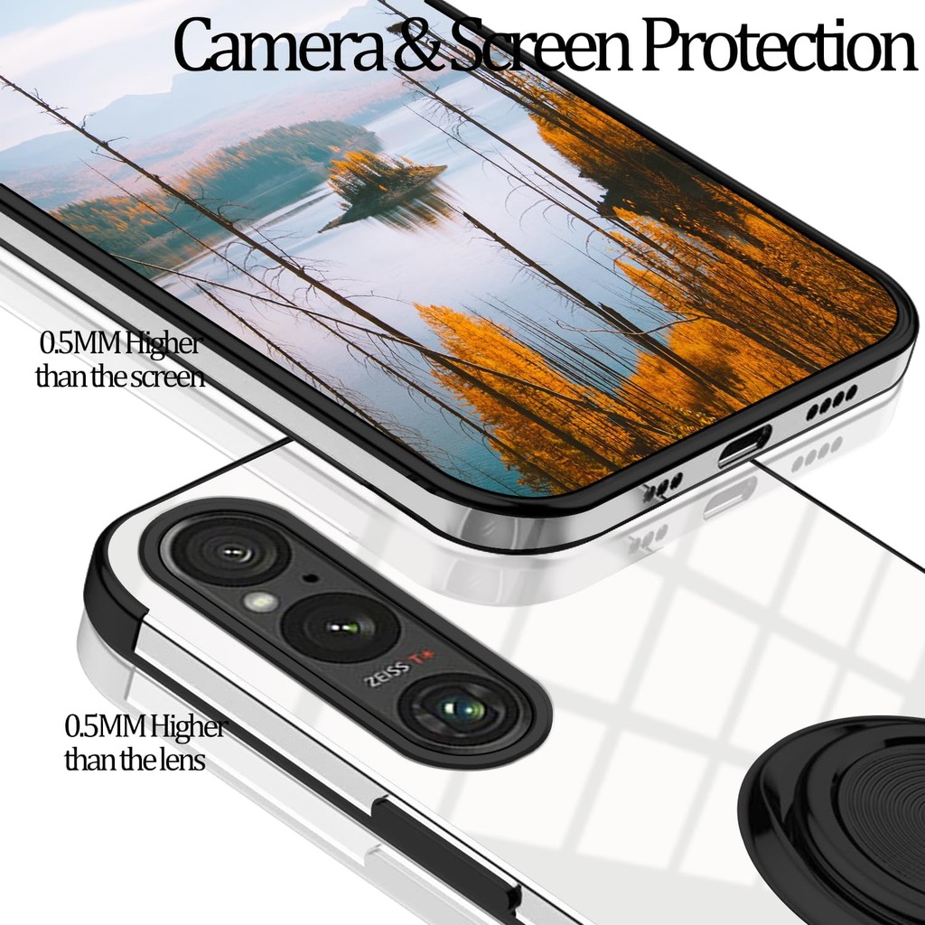 สําหรับ Sony Xperia 1 V พร้อมที่วางแม่เหล็กโปร่งใส, สําหรับ Sony Xperia 1 V เคสโทรศัพท์รถอุปกรณ์เสริ