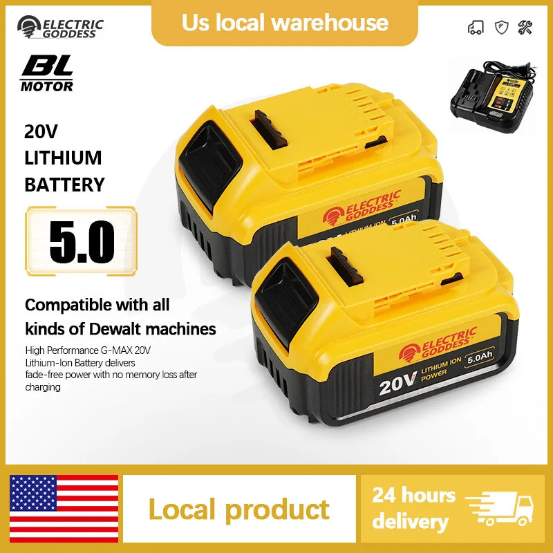 สําหรับ Dewalt 20V 5.0Ah แบตเตอรี่ลิเธียมสําหรับ DCB200 DCB201 DCB206 DCB182 DCB184 สําหรับ Dewalt 2