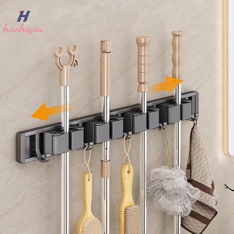 <haohiyou> Mop And Broom Storage Rack Mop Rack ติดผนัง Strong ไม้กวาด Mop Rack มาพร้อม Hook Storage 