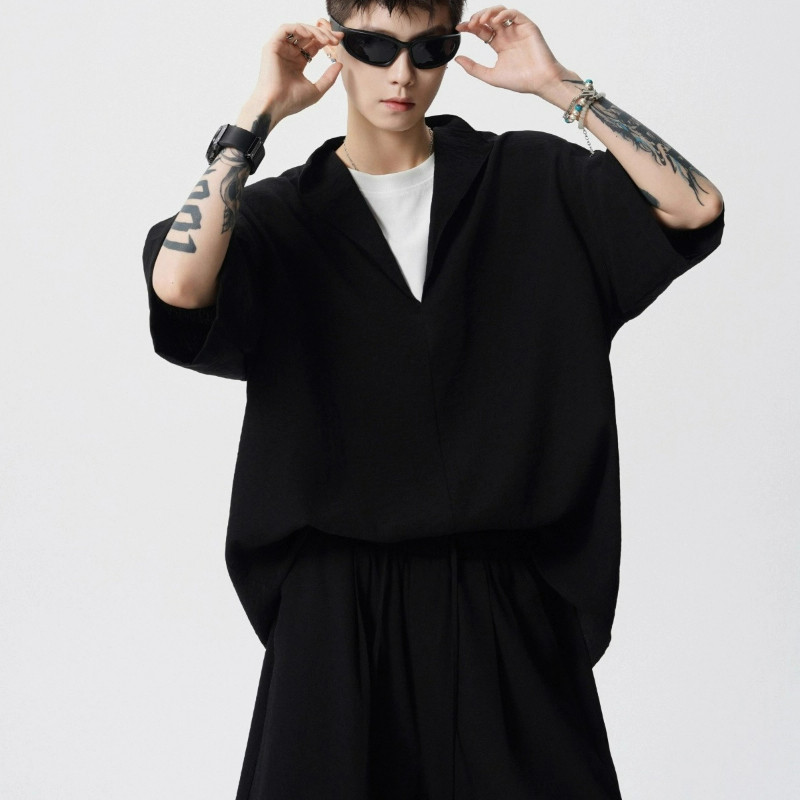 M-8XL ชุดเกาหลีสำหรับผู้ชาย ขนาดพิเศษ สไตล์ยีนส์ พร้อมเสื้อยืดแขนสั้นและกางเกงขาสั้น ราคา ถูกที่สุด ดีลบีเคเค แกลเลอรีภาพที่ 5