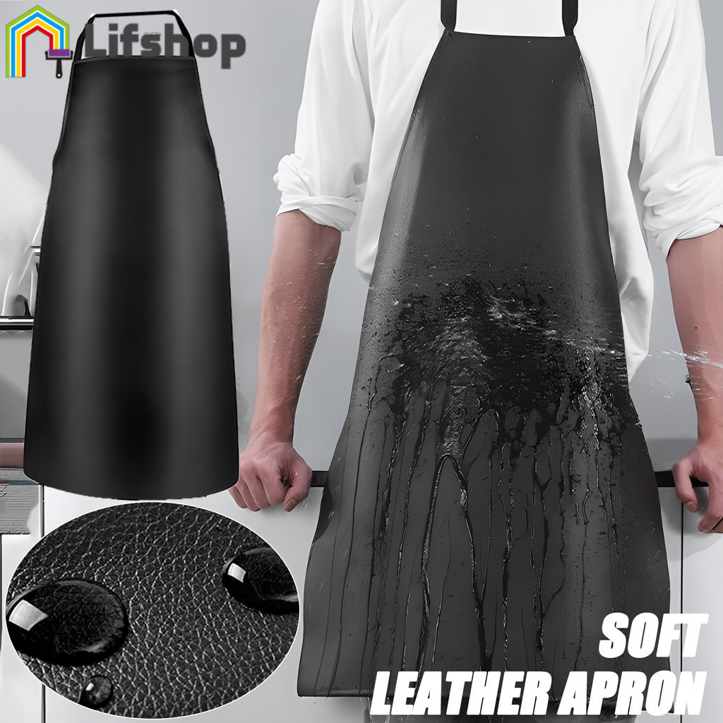 [HGB]3 ชิ้นผ้ากันเปื้อนหนัง Comfort Fit ปรับคอ - ครัวกันน้ําและผ้ากันเปื้อนล้างรถทนน้ํามันออกแบบตามห