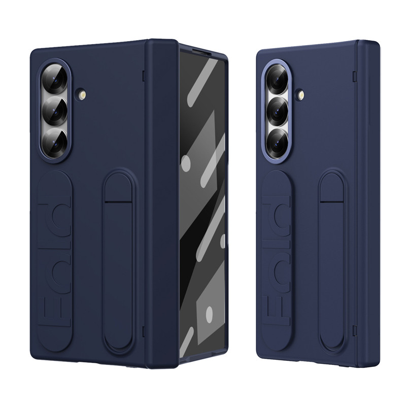 สําหรับ Samsung Galaxy Z พับ 7,6, 5 กรณี ELVEV Solid PC Dropproof ขาตั้งฝาครอบโทรศัพท์พร้อมฟิล์มด้านหน้าและ Band