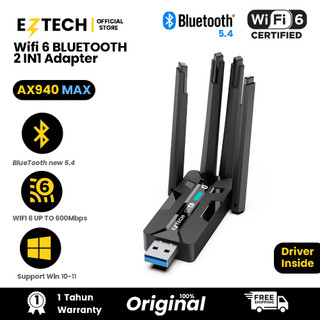 AX940MAX  Wi-Fi 6 600 Mbps 2.4/5GHz Dual Band + Bluetooth 5.4 2in1 USB Wifi Adapter/Dongle/Receiver  [EZTECH]
