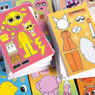 8 ชิ้นเด็ก Sprunki Dress Up สติกเกอร์สําหรับปริศนาของเล่นทําด้วยมือ DIY สติกเกอร์สนุก