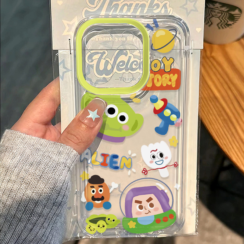 🔥SUN🔥เข้ากันได้สำหรับ เคสไอโฟน11 เคส iphone 16 Pro Max 7 8 Plus XR X XS MAX 12 13 14 15  เคสใส การ์ตูนเอเลี่ยนสุดน่ารัก