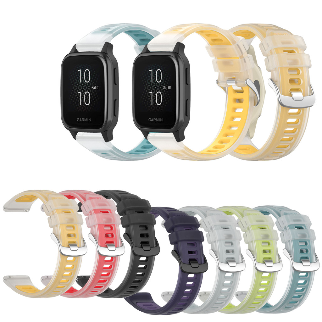 20 มม.ซิลิโคนสําหรับ Garmin Venu Sq 2/venu2 plus Vivoactive 3 5 6 เพลงองค์ประกอบ Jelly สีอุปกรณ์เสริมเปลี่ยน Band