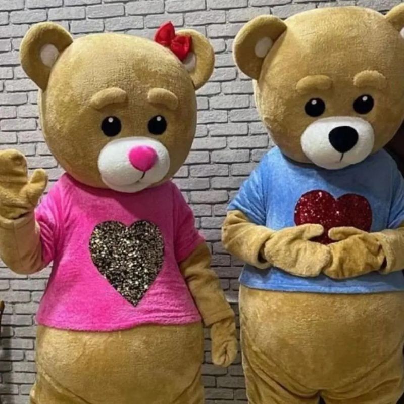 Love T-Shirt Brown Couple Bear Cartoon Doll Costume Brown Teddy Bear Wear Show Bear Headgear