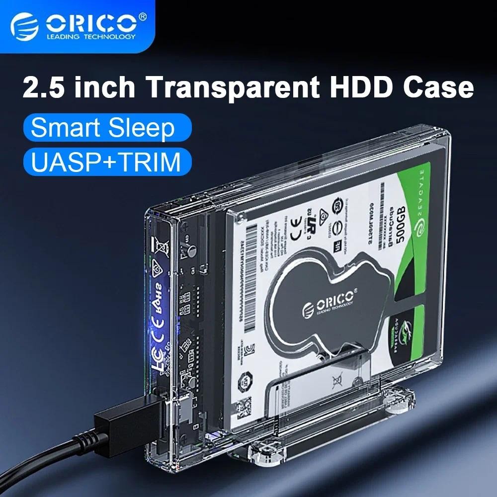 ORICO ฮาร์ดดิสก์ภายนอก 4TB HDD Case 2.5 SATA to USB 3.0 กล่องใส่ HDD โปร่งใสพร้อมขาตั้งสําหรับ SSD D