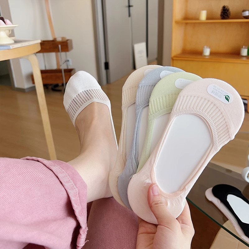 (จุด) (จัดส่งฟรี) (จัดส่งภายในเจ็ดวัน)ถุงเท้าเรือสำหรับฤดูร้อนของผู้หญิง ออกแบบมาเพื่อกันลื่น ซับเหง