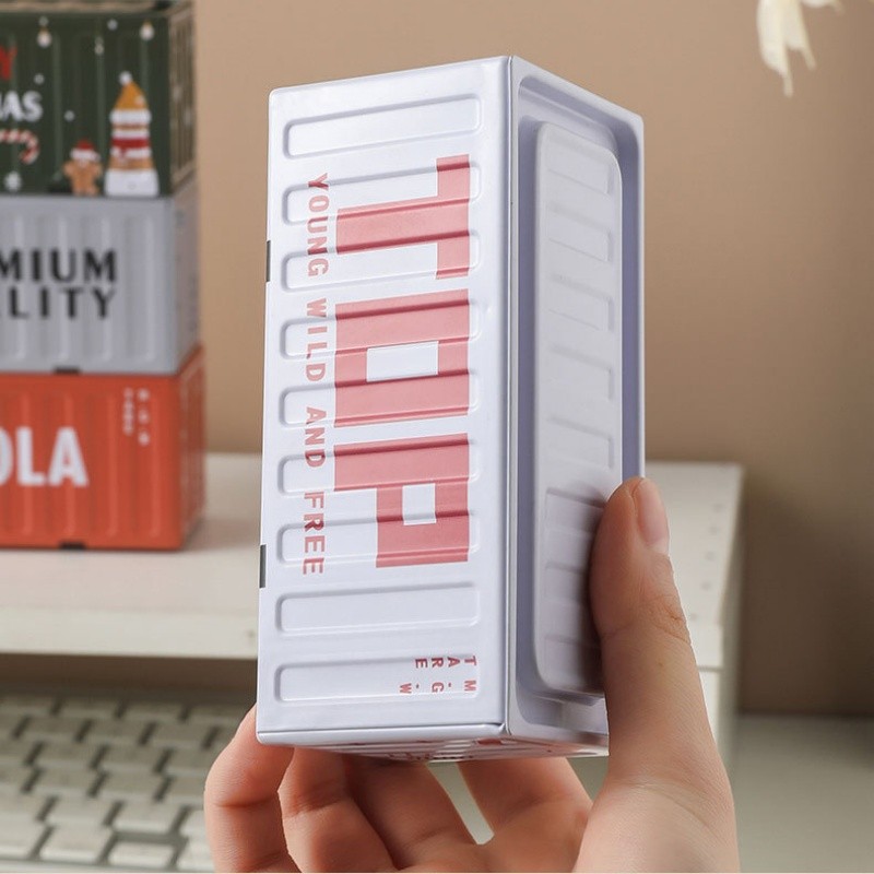 เครื่องเขียน กล่องเก็บของ 11.5x5x5cm ตู้คอนเทนเนอร์จิ๋ว กล่องเหล็กใส่ของ โมเดลตู้คอนเทนเนอร์ G3526 - รูปที่ 4