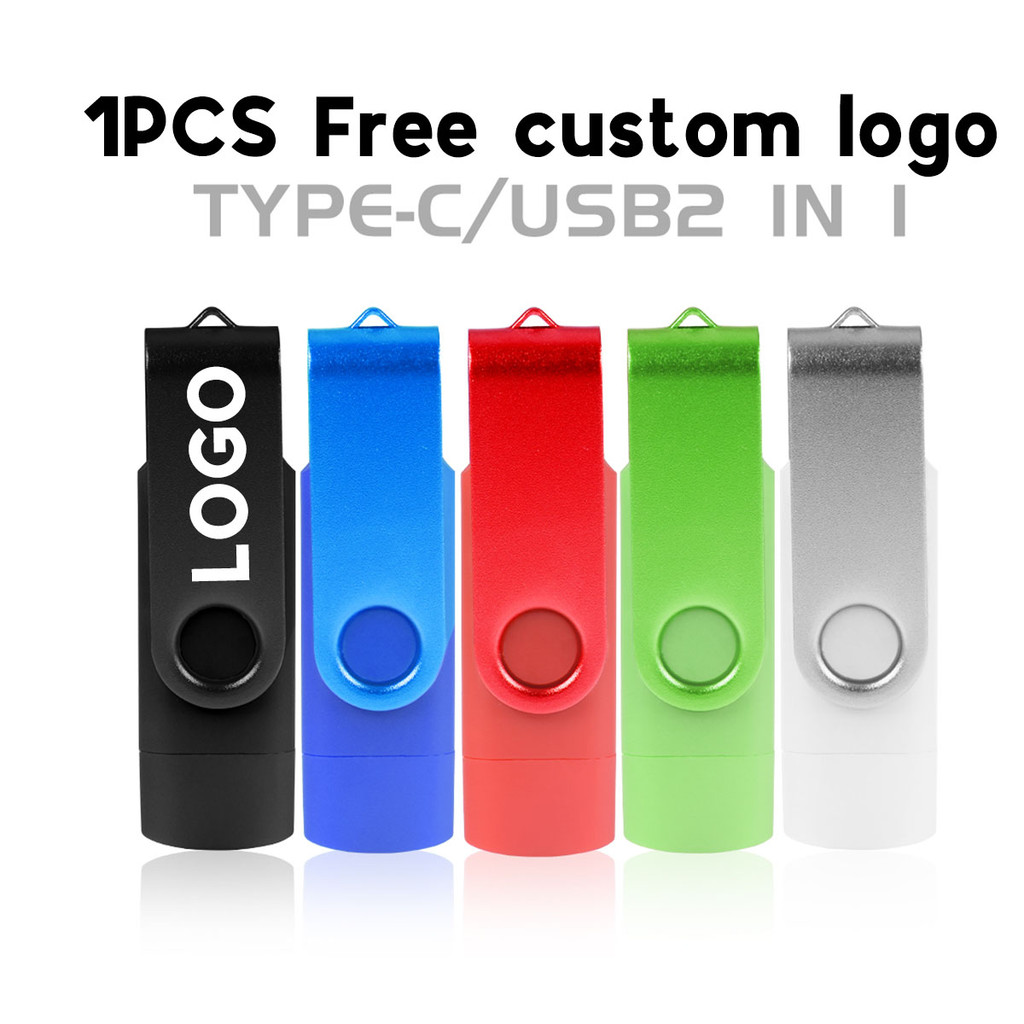 (1PCS ฟรีโลโก้ที่กําหนดเอง) แฟลชไดรฟ์ USB 64GB TYPE-C Pendrive 32GB 2.0 ไดรฟ์ปากกา 16GB Mini flashdr