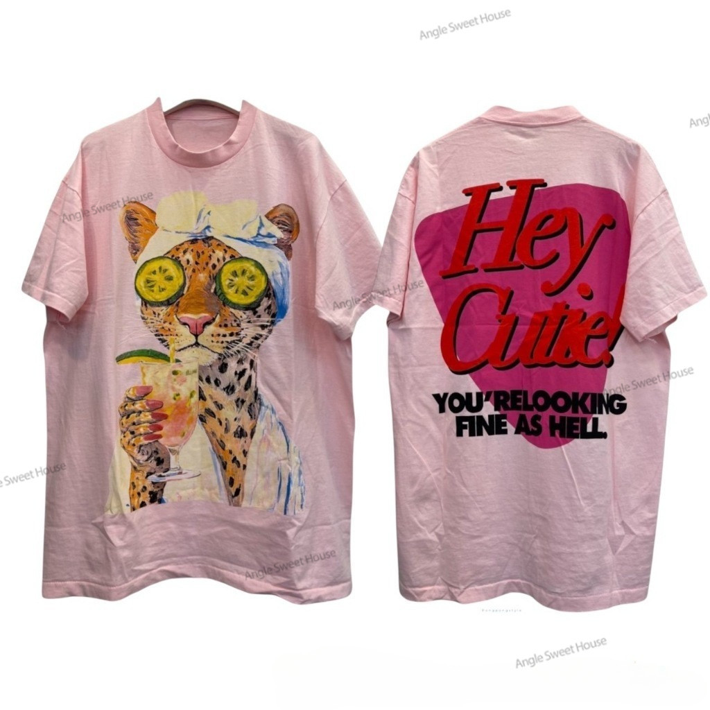 (จัดส่งตลอด 24 ชั่วโมง）Angle Official  Cotton งาน ทำเก่า ผ้าฟอกเฟดนุ่มไร้ตะเข็บข้าง สกรีนลาย หน้าหลัง T15