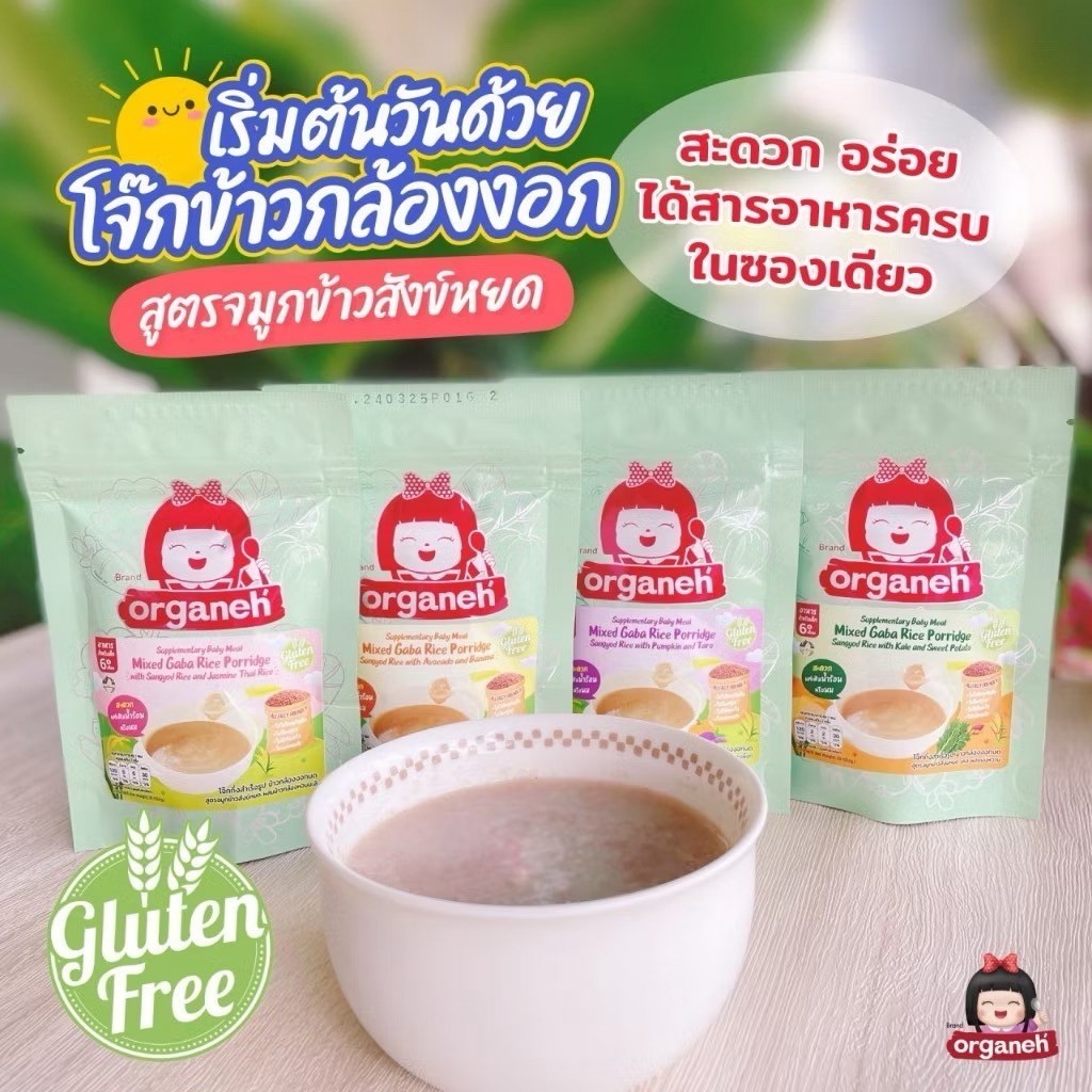 ออร์กาเนะ Organeh โจ๊กข้าวกล้องงอกบดละเอียด สำหรับเด็ก 6 เดือนขึ้นไป ขนาดพกพา 30 กรัม สูตรจมูกข้าวสังข์หยด