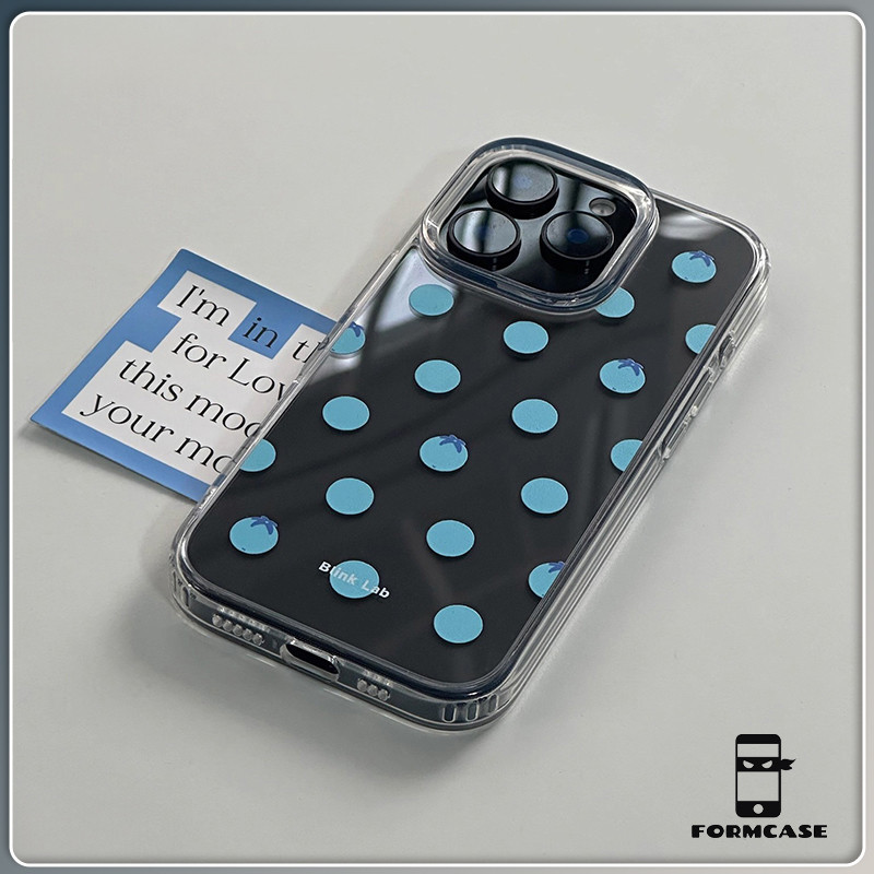 โปร่งใส ขายดีบนเว็บไซต์เกาหลี จุดเบอร์รี่สีน้ำเงิน for iPhone เคสไอโฟน 11 12 13 14 15 16 PLUS PRO MAX X XS MAX XR 7/8PLU