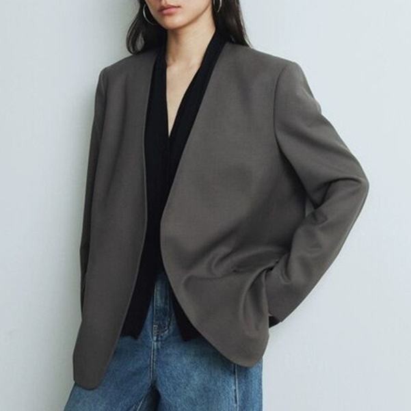 New style suit spring and autumn style new style shoulder pad casual fashion temperament slim slimming gray suit