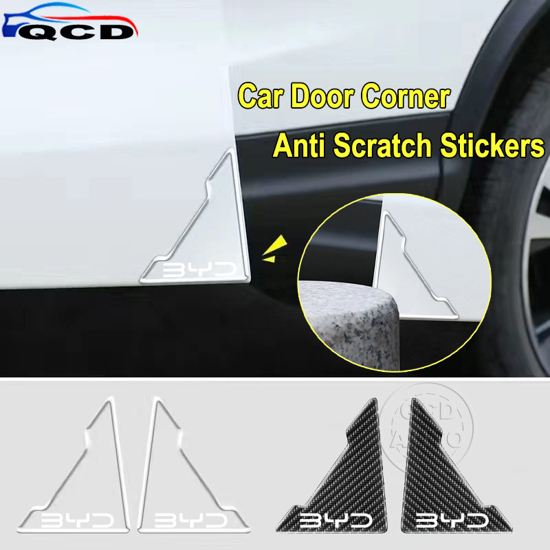 2/4 ชิ้น BYD คาร์บอนไฟเบอร์มุมประตูรถป้องกันการชนกันปกซิลิโคนป้องกันรอยขีดข่วนป้องกัน สําหรับ Dolphin Atto 3 Sealion 6 Sealion 7 M6 ซีล U Han EV Seagull Atto3 หยวน plus