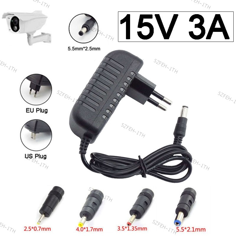 15V 3A อะแดปเตอร์ AC DC 4.0*1.7 มม.3.5*1.35 มม.2.5*0.7 มม.5.5*2.1 มม.DC ปลั๊ก DC AC 110V 240V Power 