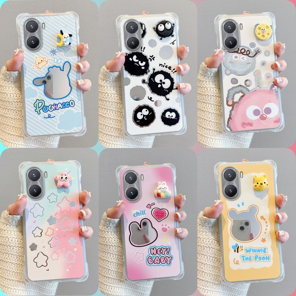 เคส VIVO Y02S กระจก‌สี่มุมป้องกันกรณีโทรศัพท์หล่น